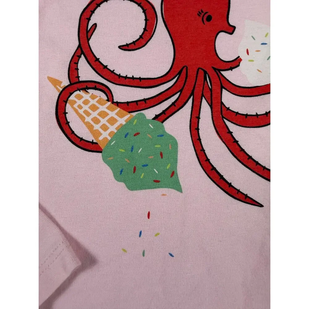Tea Collection Octopus Ice Cream Graphic Long Sleeve Shirt Pink Size 5